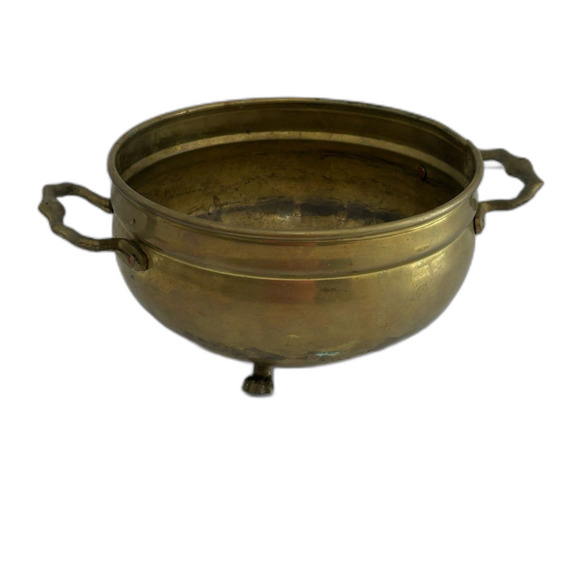 Vintage Brass Footed Planter 3 1/2" x 7" Preowned Condition - Picture 3 of 11